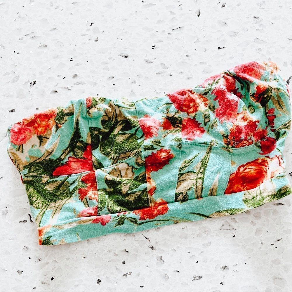 L8TER WOMEN'S Green/Red Tropical Bandeau Size Medium